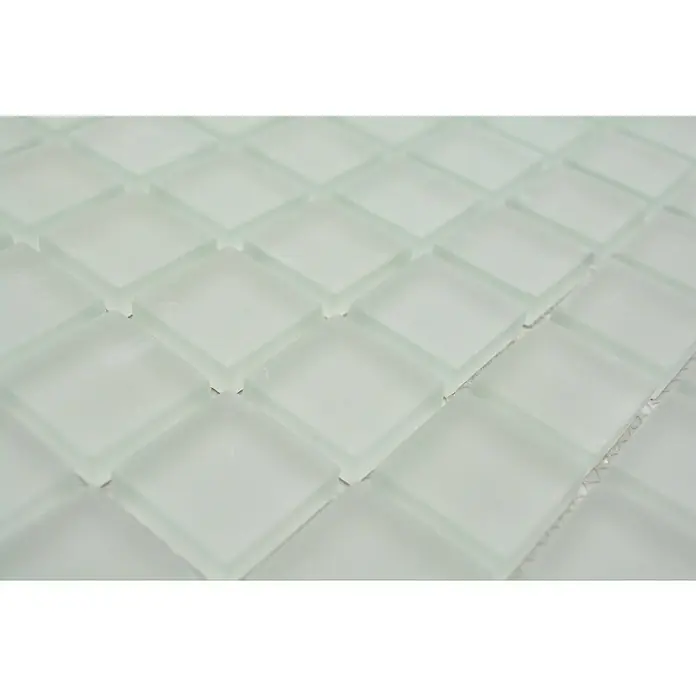 Mozaïektegel vierkant glas Uni XCM 8045 - 32,7 x 30,2 cm, Wit, Mat - Close-up