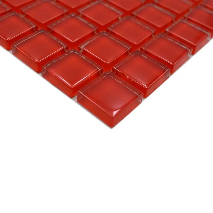 Mozaïektegel vierkant glas Uni XCM 8060 - 32,7 x 30,2 cm, Rood, Glanzend - Close-up