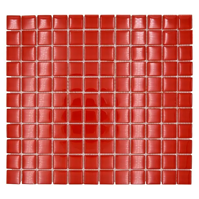 Mozaïektegel vierkant glas Uni XCM 8060 - 32,7 x 30,2 cm, Rood, Glanzend - Bovenaanzicht