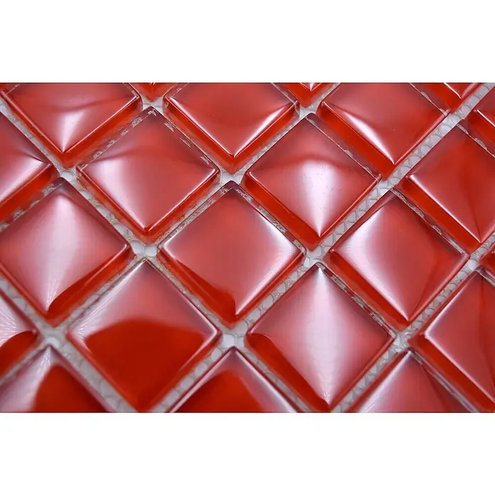 Mozaïektegel vierkant glas Uni XCM 8060 - 32,7 x 30,2 cm, Rood, Glanzend - Close-up
