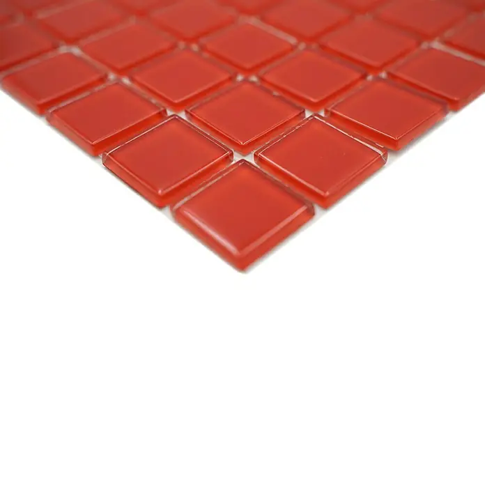 Mozaïektegel vierkant glas Uni CM 4060 - 32,7 x 30,2 cm, Rood, Glanzend - Close-up