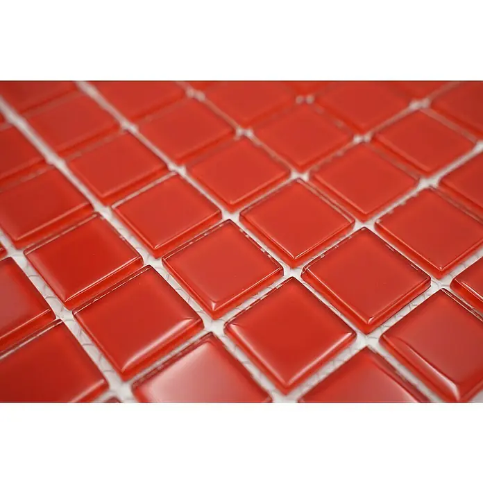Mozaïektegel vierkant glas Uni CM 4060 - 32,7 x 30,2 cm, Rood, Glanzend - Close-up
