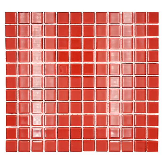 Mozaïektegel vierkant glas Uni CM 4060 - 32,7 x 30,2 cm, Rood, Glanzend - Bovenaanzicht