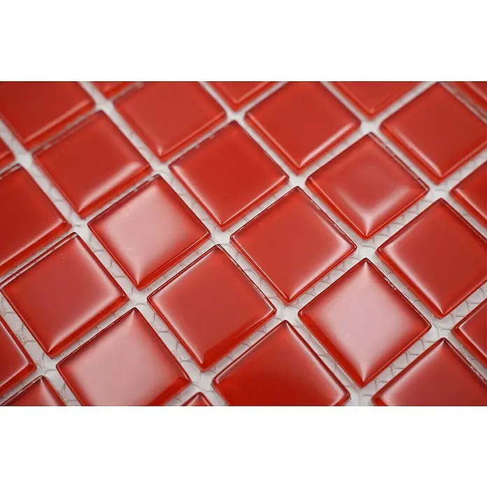 Mozaïektegel vierkant glas Uni CM 4060 - 32,7 x 30,2 cm, Rood, Glanzend - Close-up