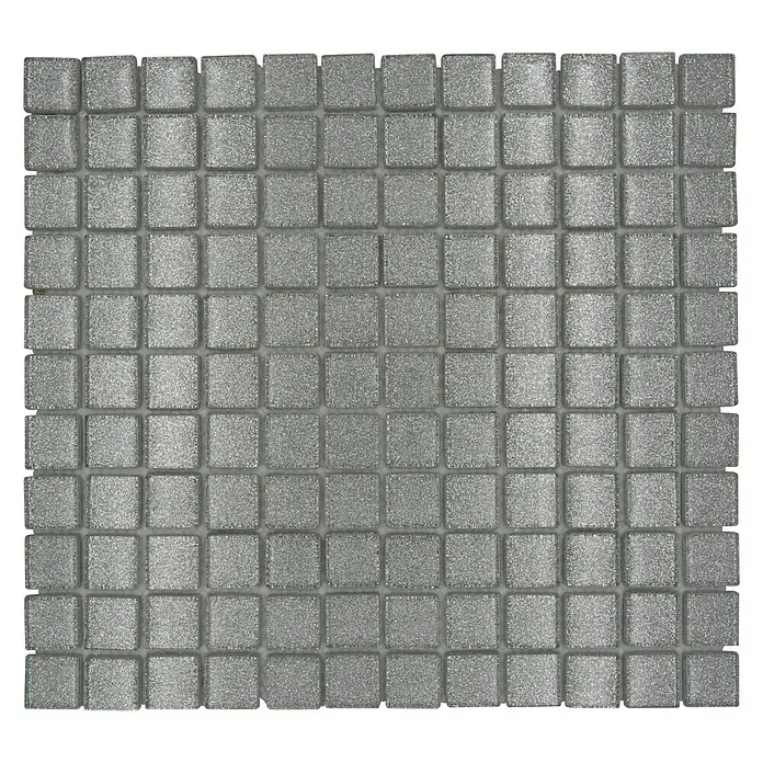 Mozaïektegel vierkant glas Uni XCM 8SB8 - 32,7 x 30,2 cm, Zilver, Glanzend - Bovenaanzicht