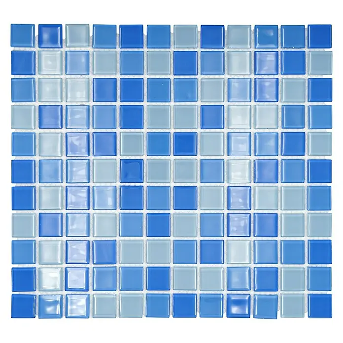 Mozaïektegel vierkant glas Mix CM 4222 - 32,7 x 30,2 cm, Lichtblauw, Glanzend - Bovenaanzicht
