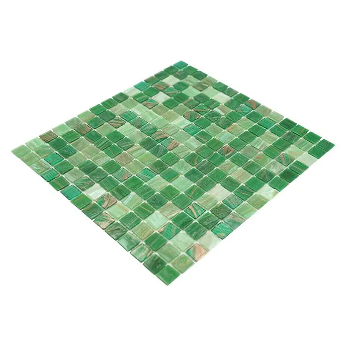 Mozaïektegel vierkant Mix GSL 550 - 32,7 x 30,5 cm, Groen, Glanzend - Diagonaal zicht