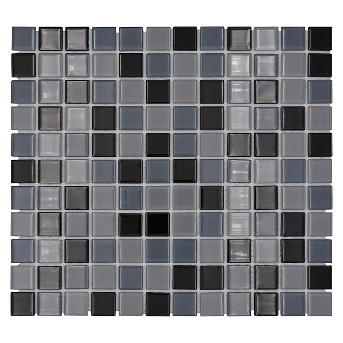 Mosaikfliese Quadrat Crystal CM 4999 - 32,7 x 30,2 cm, Grau, Glänzend - Draufsicht