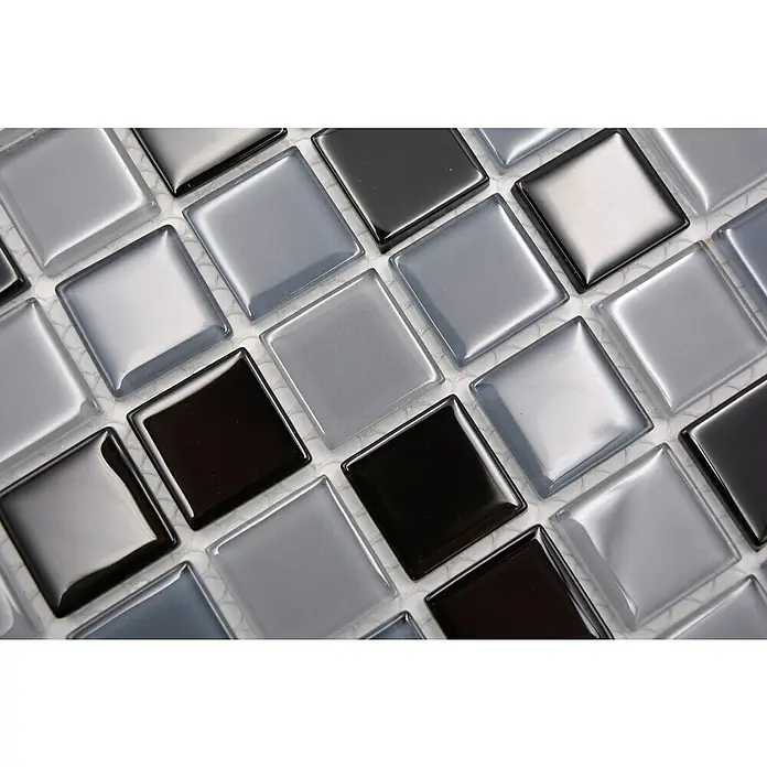 Mozaïektegel vierkant glas CM 4999 - 32,7 x 30,2 cm, Grijs, Glanzend - Close-up