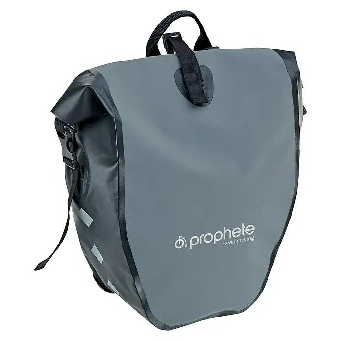 Prophete Gepäckträgertasche - L x B x H: 56 x 32 x 16 cm, Volumen: 20 l, Grau/Schwarz - Diagonale Ansicht