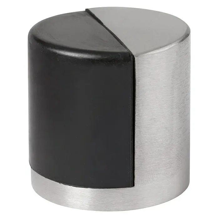 Türstopper Inox 40x40 mm - Ø x H: 40 x 40 mm, Montageart: Schrauben, Silber/Schwarz - Diagonale Ansicht