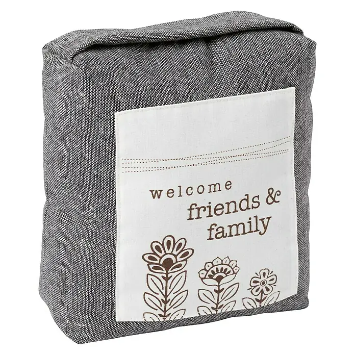 Bodentürstopper "Welcome Friends and Family" - L x B x H: 20 x 13 x 23 cm - Diagonale Ansicht