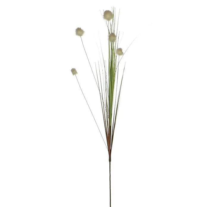 Kunstpflanze Gras - Höhe: 84 cm, Weiß, Kunststoff - Vorderansicht