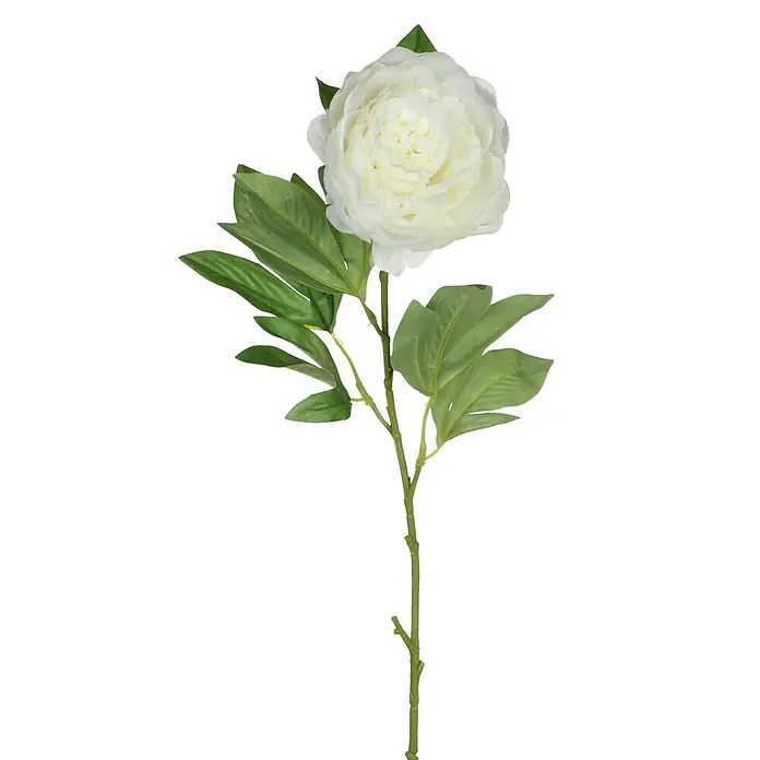 Flor artificial Peonía - Blanca, Altura: 76 cm, Plástico - Vista frontal