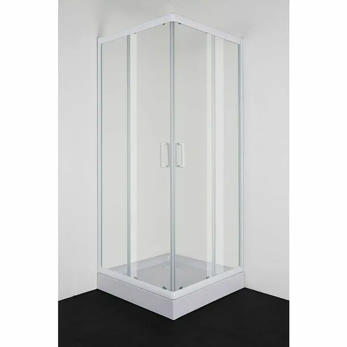 Sanotechnik Kutna tuš kabina Roma - D x Š x V: 80 x 80 x 190 cm, Debljina: 5 mm, Bijele boje - Živopisni prikaz