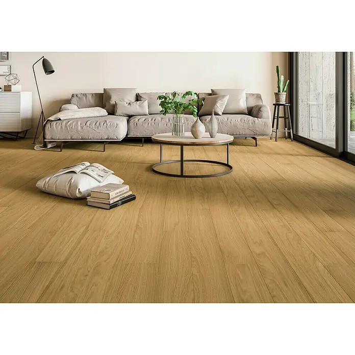 Parquet fusión roble rústico - 1.200 x 145 x 8 mm, Efecto madera - Foto ambiente