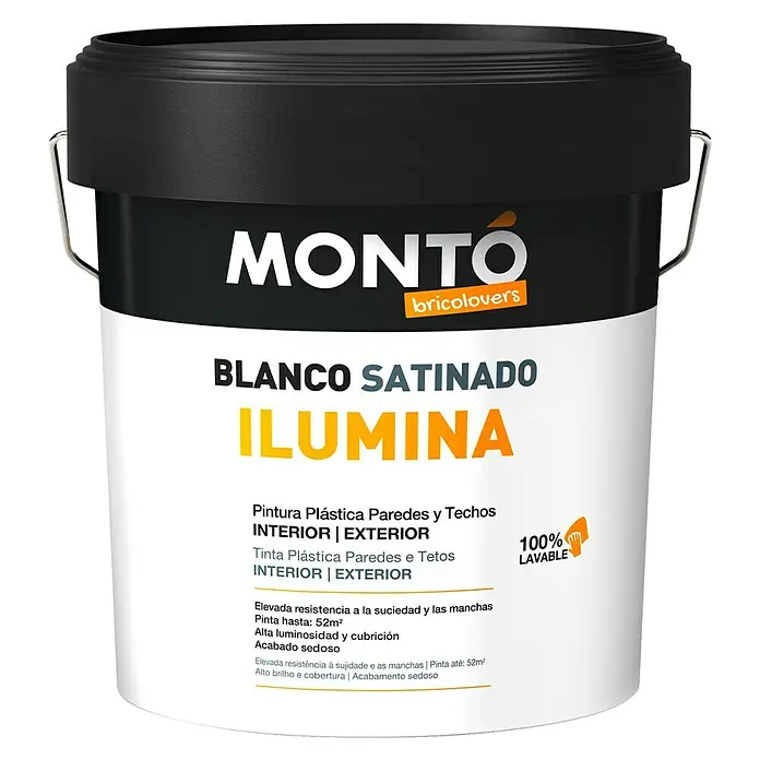 Montó Bricolovers Pintura para paredes y techos Ilumina - Blanco, 12 l, Satinado - Vista frontal