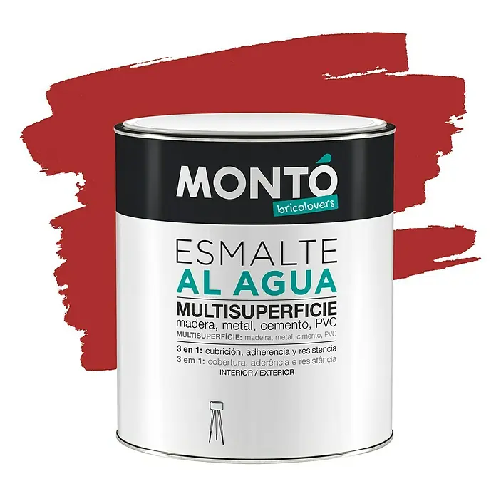Montó Bricolovers Esmalte de color Multisuperficie - Rojo cereza, 750 ml, Mate - Vista frontal