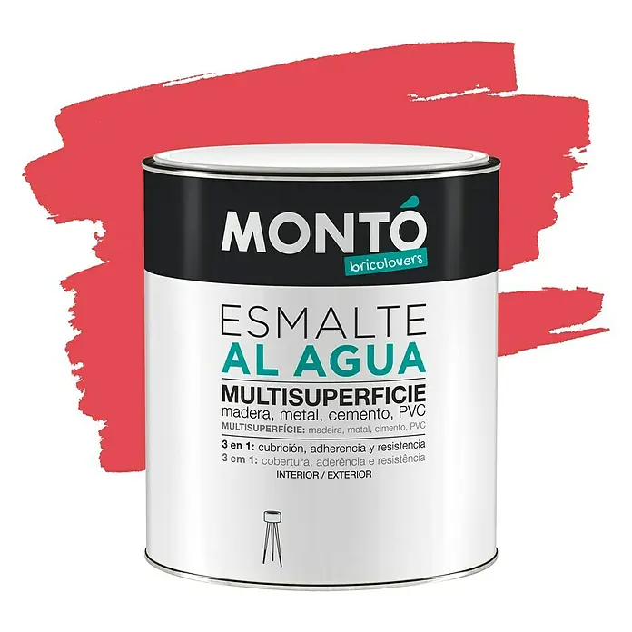 Montó Bricolovers Esmalte de color Multisuperficie - Rojo coral, 750 ml, Satinado - Vista frontal
