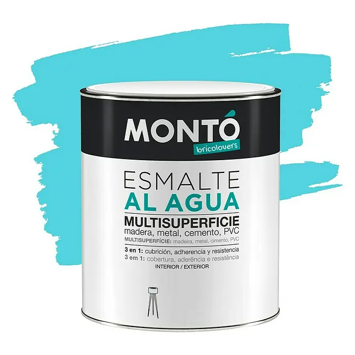 Montó Bricolovers Esmalte de color Multisuperficie - Aguamarina, 750 ml, Satinado - Vista frontal