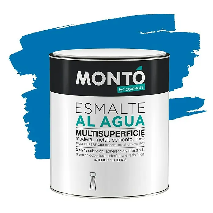 Montó Bricolovers Esmalte de color Multisuperficie - Azul eléctrico, 750 ml, Satinado - Vista frontal