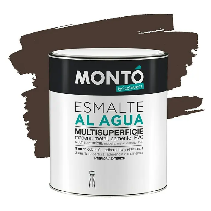 Montó Bricolovers Esmalte de color Multisuperficie - Café, 750 ml, Satinado - Vista frontal