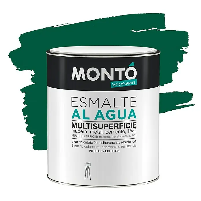 Montó Bricolovers Esmalte de color Multisuperficie - Verde, 750 ml, Satinado - Vista frontal
