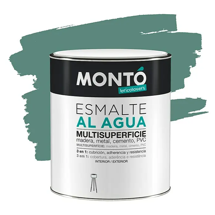 Montó Bricolovers Esmalte de color Multisuperficie - Verde Caribe, 750 ml, Mate - Vista frontal