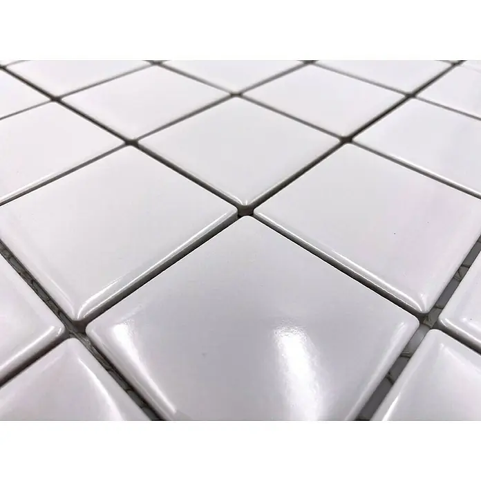 Mosaikfliese Quadrat Uni CD 102 - 29,8 x 29,8 cm, Weiß, Glänzend - Diagonale Ansicht