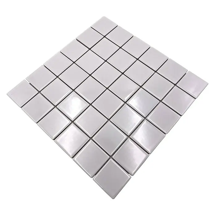 Mosaikfliese Quadrat Uni CD 102 - 29,8 x 29,8 cm, Weiß, Glänzend - Diagonale Ansicht