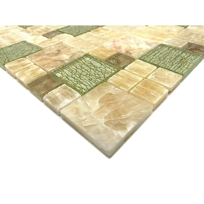 Mozaïektegel glas Mix XCM MC649 - 30 x 30 cm, Beige/Bruin, Glanzend - Close-up