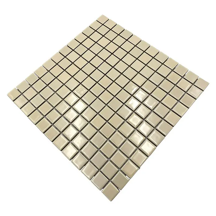 Mozaïektegel vierkant Uni CG 164 - 29,8 x 29,8 cm, Beige, Glanzend - Diagonaal zicht