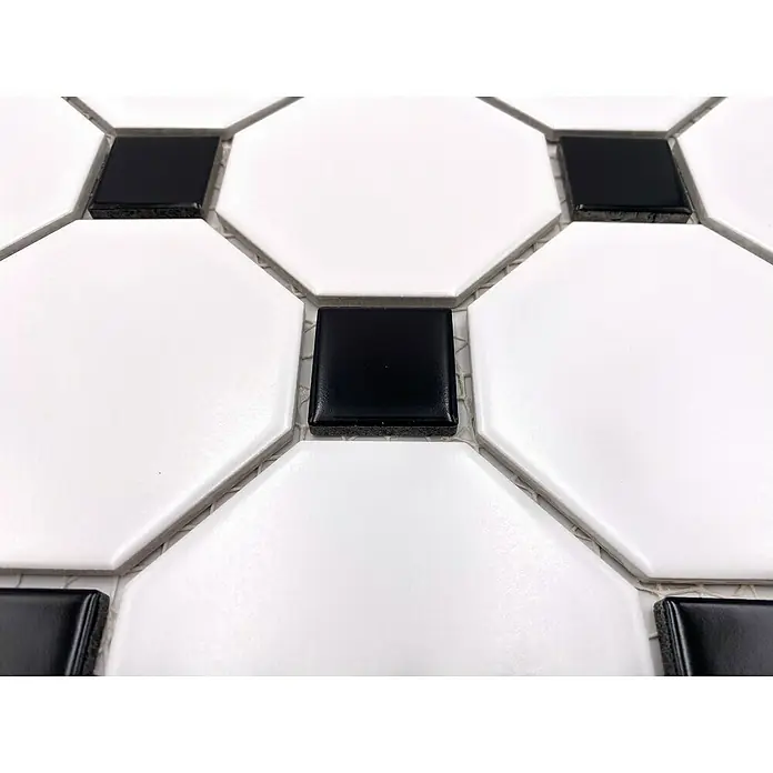 Mosaikfliese OCTA G 948N - 30 x 30 cm, Weiß/Schwarz, Matt - Detailaufnahme