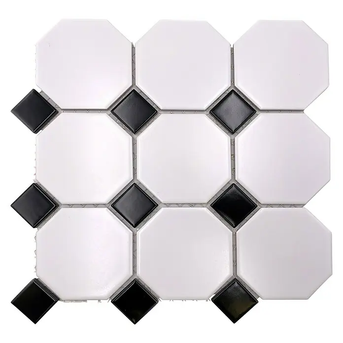 Mosaikfliese OCTA G 948N - 30 x 30 cm, Weiß/Schwarz, Matt - Ansicht von oben