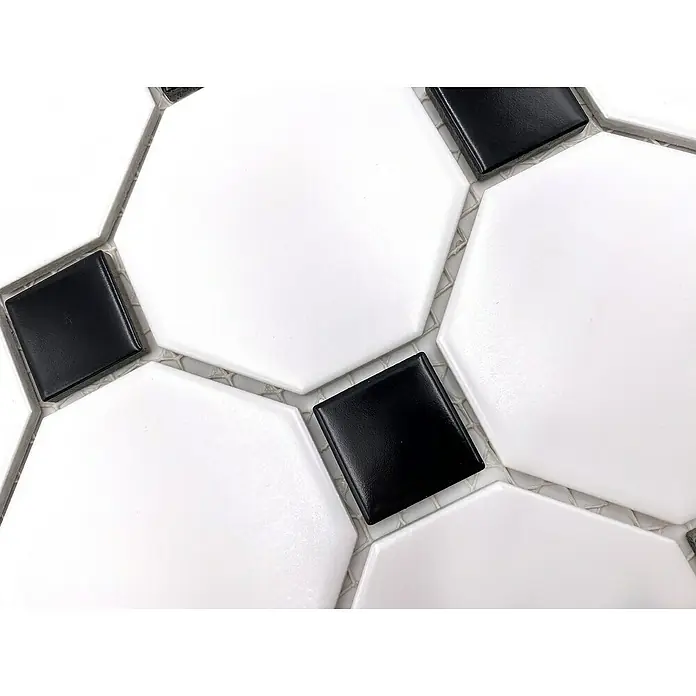Mosaikfliese OCTA G 948N - 30 x 30 cm, Weiß/Schwarz, Matt - Detailaufnahme