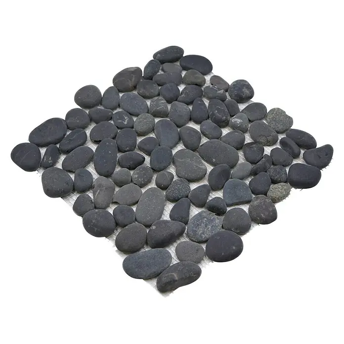 Mosaikfliese Kiesel XKF 002M - 31,5 x 31,5 cm, Dunkelgrau, Matt - Diagonale Ansicht