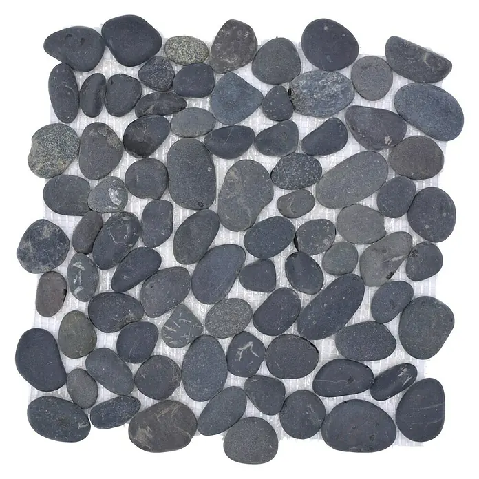 Mosaikfliese Kiesel XKF 002M - 31,5 x 31,5 cm, Dunkelgrau, Matt - Ansicht von oben