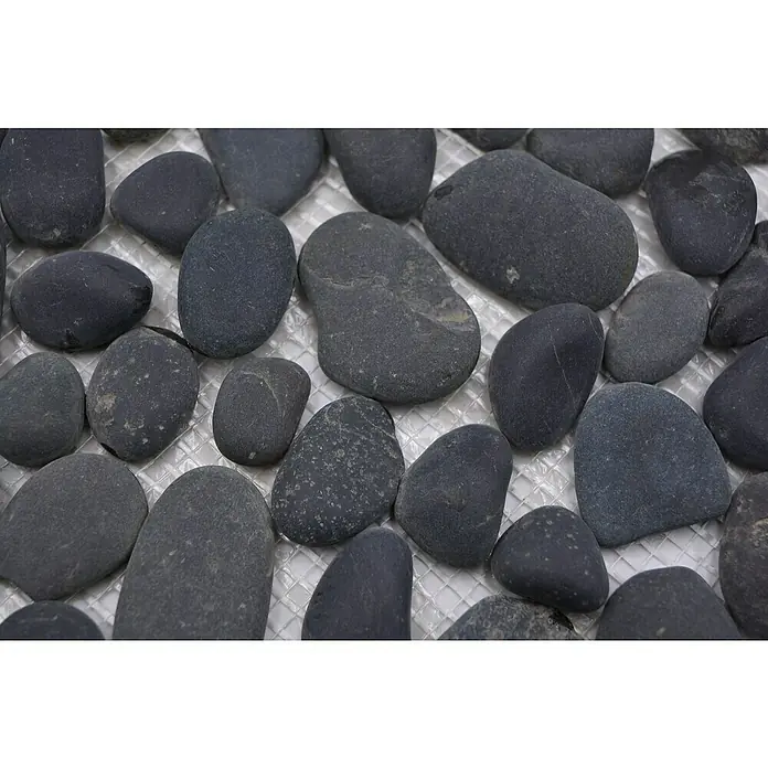 Mosaikfliese Kiesel XKF 002M - 31,5 x 31,5 cm, Dunkelgrau, Matt - Detailaufnahme