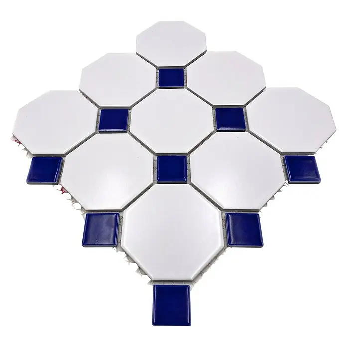 Mosaikfliese OCTA G 944N - 30 x 30 cm, Weiß/Blau, Matt - Diagonale Ansicht