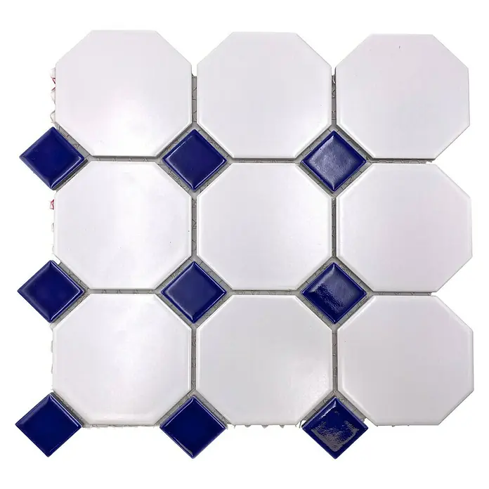 Mosaikfliese OCTA G 944N - 30 x 30 cm, Weiß/Blau, Matt - Ansicht von oben