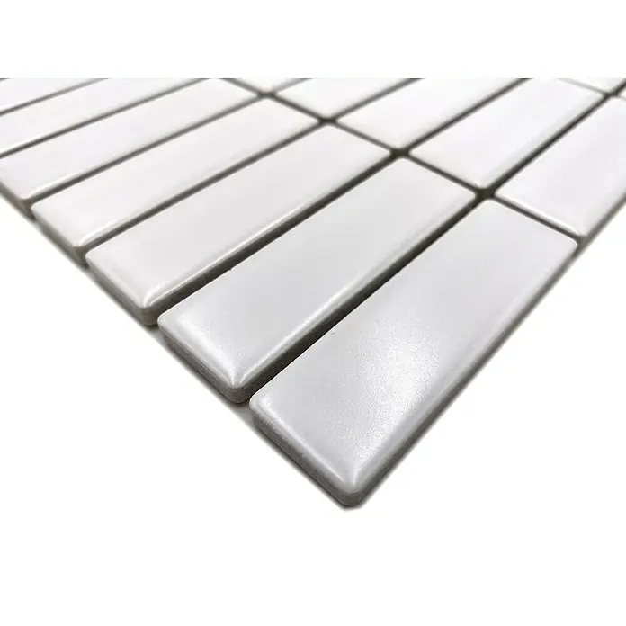 Mosaikfliese Stäbchen Uni ST 320 - 29,7 x 29 cm, Weiß, Matt - Detailaufnahme