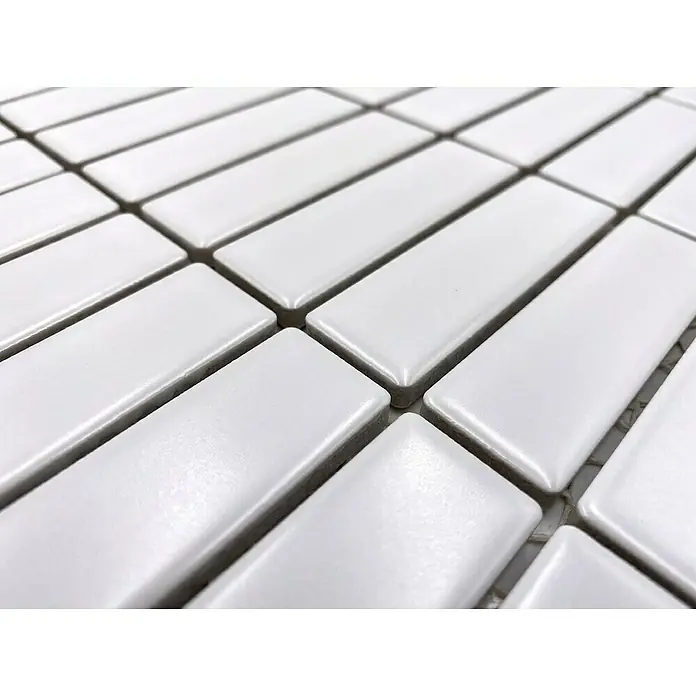 Mosaikfliese Stäbchen Uni ST 320 - 29,7 x 29 cm, Weiß, Matt - Diagonale Ansicht