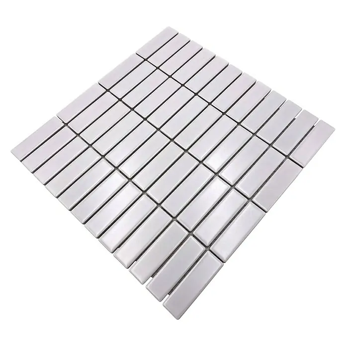 Mosaikfliese Stäbchen Uni ST 320 - 29,7 x 29 cm, Weiß, Matt - Diagonale Ansicht