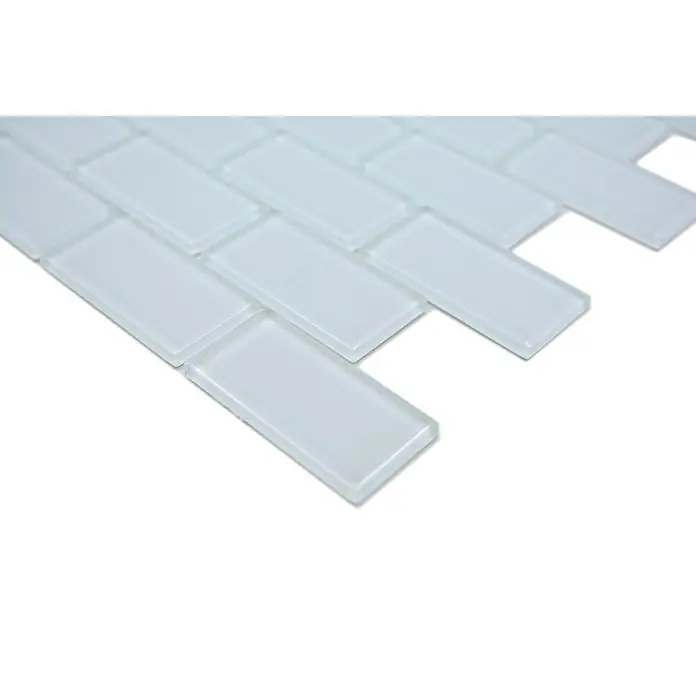 Mozaïektegel brick glas CM B400 - 32,2 x 31 cm, Wit, Glanzend - Close-up