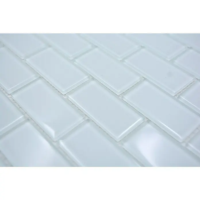 Mozaïektegel brick glas CM B400 - 32,2 x 31 cm, Wit, Glanzend - Close-up