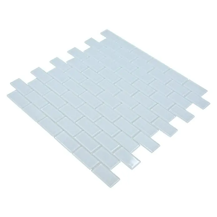 Mozaïektegel brick glas CM B400 - 32,2 x 31 cm, Wit, Glanzend - Diagonaal zicht