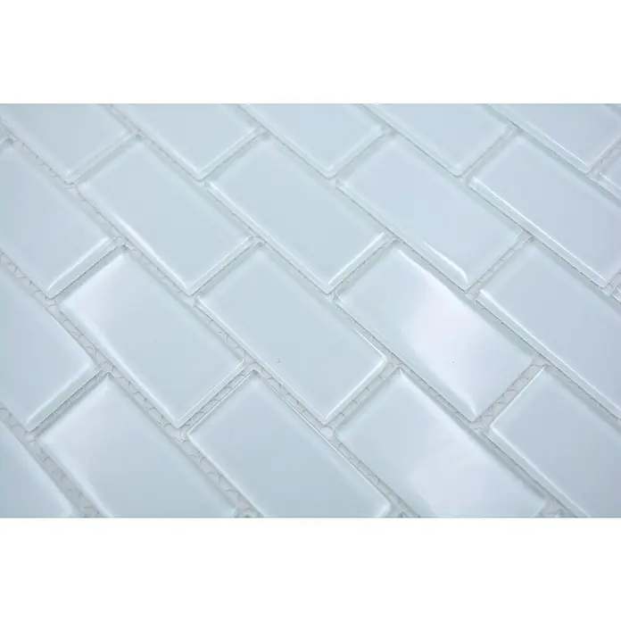 Mozaïektegel brick glas CM B400 - 32,2 x 31 cm, Wit, Glanzend - Close-up