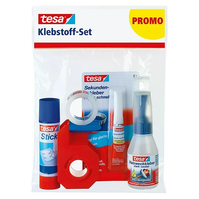 Tesa Klebstoff-Set Klebemix-Sparpack - 5 -tlg. - Vorderansicht