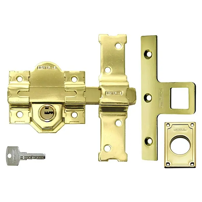 Interfer Cerrojo 31B SA - 165 x 148 x 36 mm, Número de llaves: 5 ud., Oro - Vista frontal
