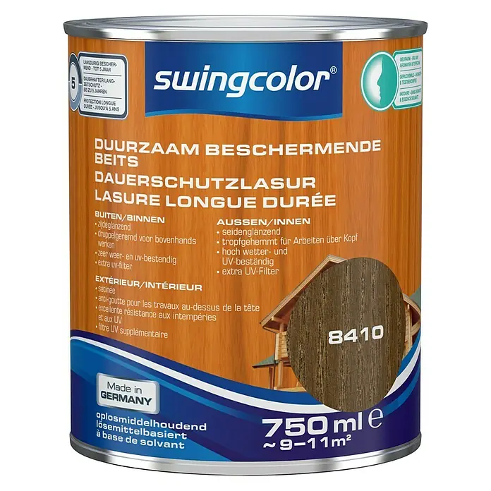 swingcolor Houtbeits Duurzaam Beschermend Noten - Noten, 750 ml, Zijdeglans - Vooraanzicht
